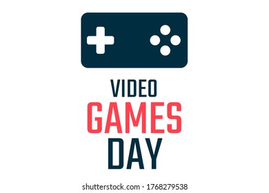 Video Games Day. Holiday concept. Template for background, banner, card, poster with text inscription. Vector EPS10 illustration