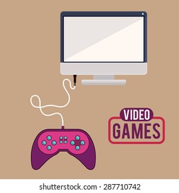Video games design over beige background, vector illustration