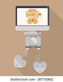 Video games design over beige background, vector illustration