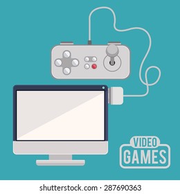 Video games design over blue background, vector illustration