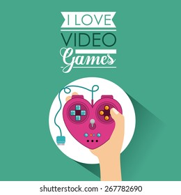 Video Games design over green background, vector illustration