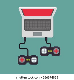 Video games design over green background, vector illustration