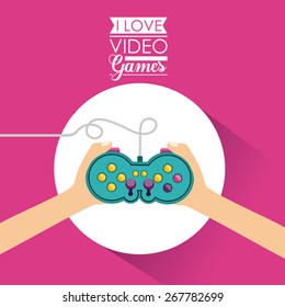 Video Games design over pink background, vector illustration