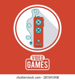 Video games design over red background, vector illustration