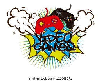 video games with game pads background. vector illustration