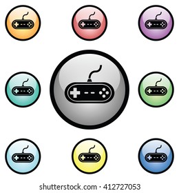 Video Games Icon Glass Button Icon Set