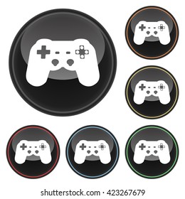 Video Games Icon Glossy Button Icon Set in With Various Color Highlights