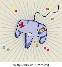 Video Games Icon ( Retro control), on vintage background. Vector