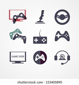 video games icon set