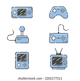 Video games icon set. Colored flat vector illustration. Isolated on white background. 
