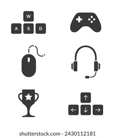 Video games icon set. Flat vector illustration. White background. 