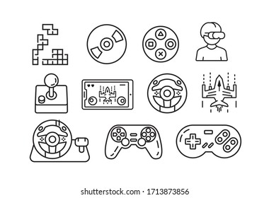 Video games icons. Linear symbols in vector.