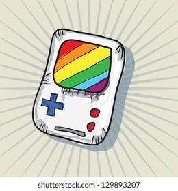Video Games Icons ( Retro Console), on red background. Vector