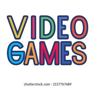 video games lettering over white