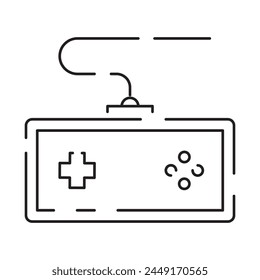 Video games line icon. Game genres and attributes. Controller, joystick and computer. Game console