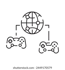 Video games line icon. Game genres and attributes. Controller, joystick and computer. Game console