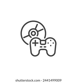 Video Games Line-Symbol. Lineares Style-Zeichen für mobiles Konzept und Webdesign. Videospiel-Controller und Software-Umriss-Vektor-Symbol. Symbol, Logo-Darstellung. Vektorgrafik