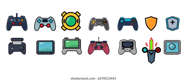 Video games line icon set