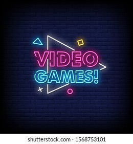 Video Games Neon Signs Style Text Vector