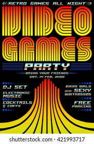 Video Games party - poster event template, eighties games style