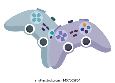 video games play console gamepads controllers cartoon vector illustration graphic design