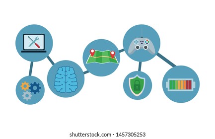 video games play console interactive technology icons cartoon vector illustration graphic design