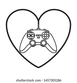 video games play console with love heart cartoon vector illustration graphic design