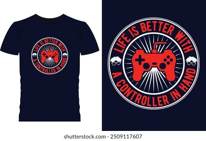 Video games related t-shirt design. video game controller illustration. game controller vector for printing items
