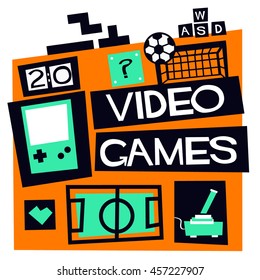 Video Games (Vector Illustration In Flat Style Poster Design) 