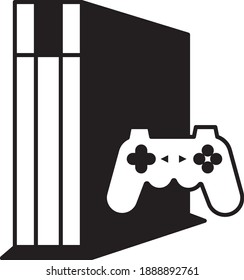 Video Gaming Console Concept with Joypad Vector Game Emulator Glyph Icon design