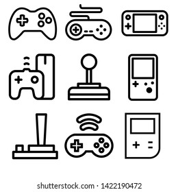 Video gaming and game consoles vector icons. Video gaming icon set. game consoles illustration symbol.