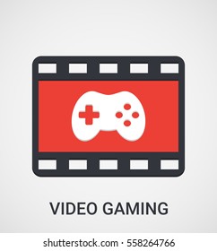 Video gaming icon in a flat design ,Isolated on white ,Vector illustration