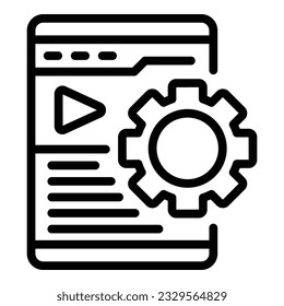 Video gear icon outline vector. Call movie. Online training