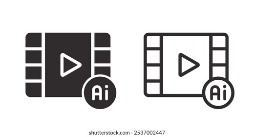 Video generated by AI icon. LLM Artificial intelligence technology and Machine learning. Generate symbol. Icon element for application and web. Vector illustration.