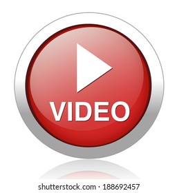 video  glossy web icon on white background