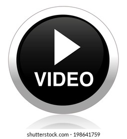 video  glossy web icon on white background