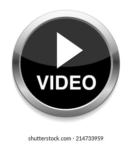 video  glossy web icon on white background