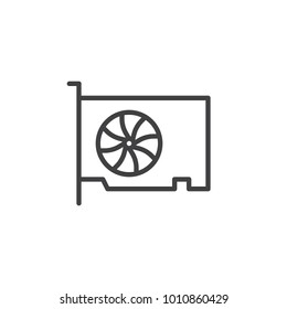 Video gpu card line icon, outline vector sign, linear style pictogram isolated on white. Graphic cards symbol, logo illustration. Editable stroke