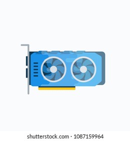 Video or Graphic Card Abstract Vector Sign, Symbol or Emblem Template. Flat Style GPU Crypto Currency Mining Hardware Illustration. Personal Computer Component Icon. Isolated.