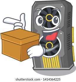 video graphics card with box isolated cartoon