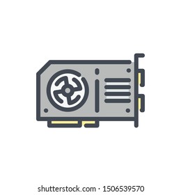 Video graphics card color line icon. GPU vector outline colorful sign.