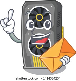 Video graphics card With envelope isolated  cartoon.