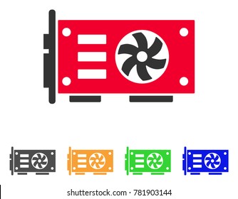 Video Graphics Gpu Card icon. Vector illustration style is a flat iconic video graphics gpu card symbol with gray, green, blue, yellow color variants. Designed for web and software interfaces.