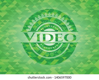 Video green mosaic emblem. Vector Illustration. Detailed.