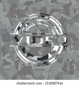 Video grey camo emblem. Vector Illustration.