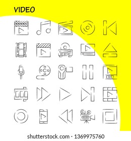 Video Hand Drawn Icon Pack For Designers And Developers. Icons Of Director, Entertainment, Movie, Video, Film, Movie, Video, Multimedia, Vector