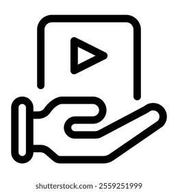 Video hand icon with simple and line style