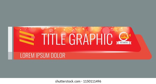 Video headline title or lower third template with flow and bokeh lights effect. Unique banner design for video. Red color.