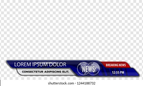 Video headline title or Lower third for news header. Breaking news. Vector template for your design.