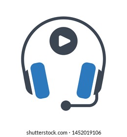 video headphone glyph colour vector icon
